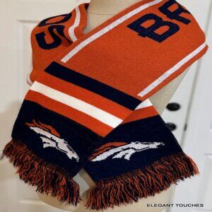 Denver Broncos NFL Football Neck Scarf Orange Blue Fringed Soft Knit Unisex